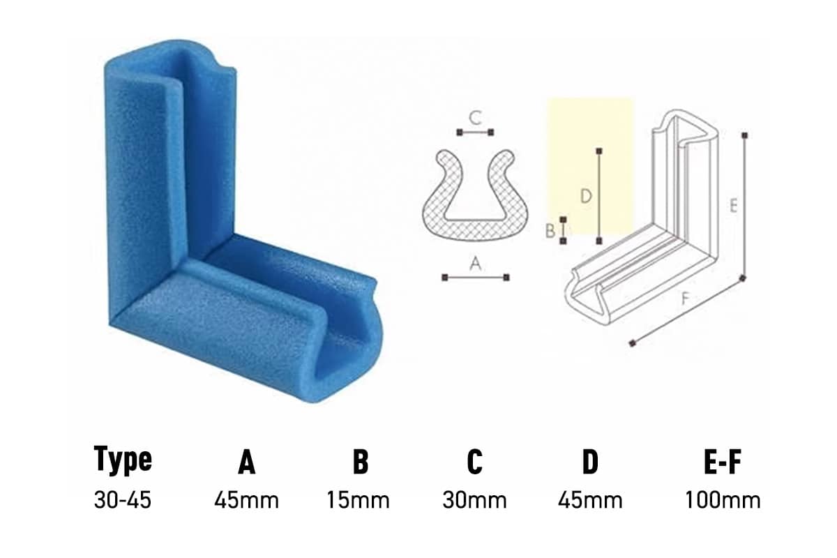 U Schuimprofiel hoekstuk - 35/45mm x 10cm (300 st)