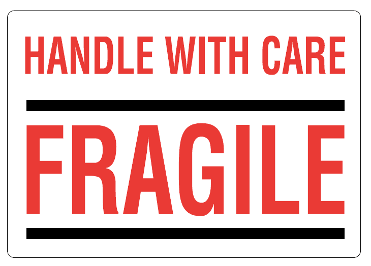 Waarschuwingsetiketten "Handle with care / Fragile" - 70 x 100mm (500 st)