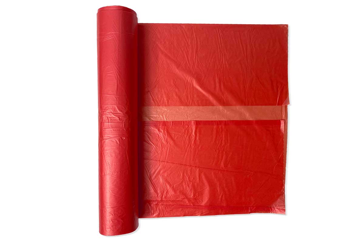 HDPE Afvalzakken rood 70L - 58 x 100cm x 20my 