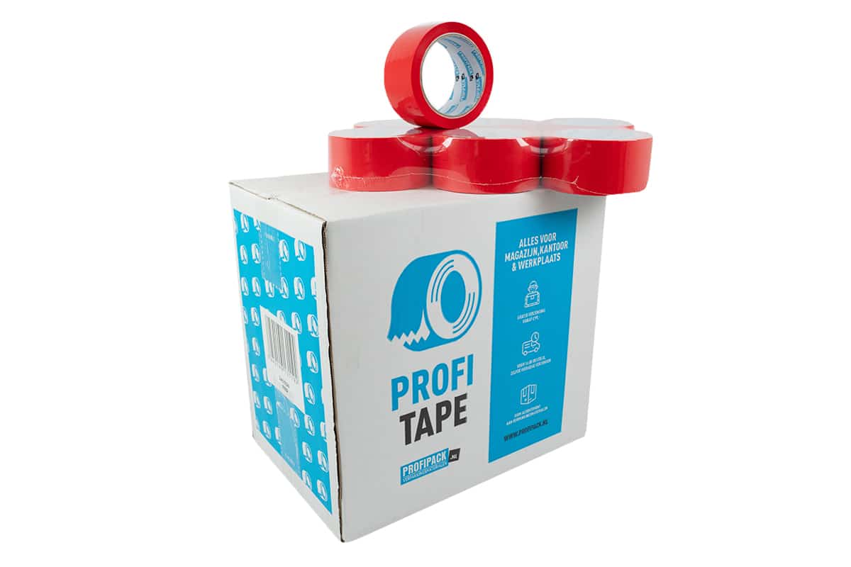 PP acryl tape rood - 50mm x 66m