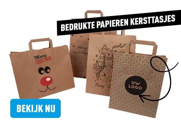 Papieren kersttasjes laten bedrukken bij Profipack