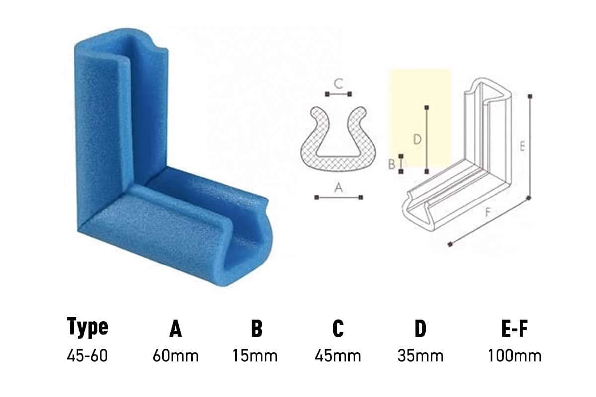 U Schuimprofiel hoekstuk - 45/60mm x 10cm (200st)